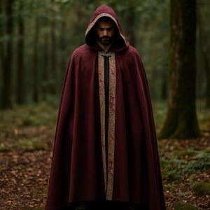 Medieval Gothic Hooded Cloak, Wizard Viking Cosplay Cape, Halloween Vampire Cape, Renaissance Fantasy Cloak, Elven Gothic Cosplay Costume
