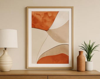 Terracotta Abstract Wall Art – Minimal Boho Printable in Warm Earthy Tones