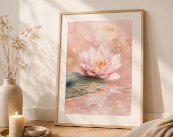 Lotus Wall Art: Zen Japandi Feng Shui Print (Digital Nedladdning)