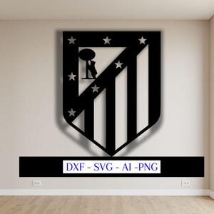 Escudo Atlético de Madrid para corte láser - Archivos dxf, svg, ai, png - Diseño digital descargable