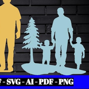 High-quality father and grandfather silhouettes | Special gift for dad and grandpa | SVG, DXF, PDF, PNG, AI, EPS files | Cricut, laser cutting, sublimation