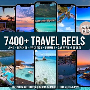 Faceless Travel Reels Video Bundle MRR PLR Luxury Summer Vacation Reels Instagram Reels TikTok Master Resell Rights Social Media Reels