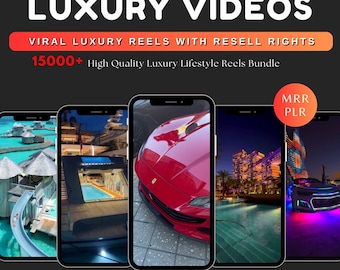 15.000+ Viral Luxury Rich Lifestyle Videos Reels MRR PLR, Cars, Yacht, Plane, Millionaire, TikTok, Instagram, YouTube, Digital Marketing