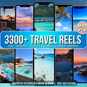 Faceless Travel Reels Video Bundle MRR PLR Luxury Summer Vacation Reels Instagram Reels TikTok Master Resell Rights Social Media Reels