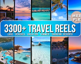 Faceless Travel Reels Video Bundle MRR PLR Luxury Summer Vacation Reels Instagram Reels TikTok Master Resell Rights Social Media Reels