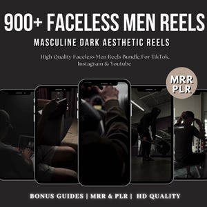900+ Dark Faceless Aesthetic Men Reels, PLR MRR, Faceless Men Videos, Dark Aesthetic Digital Marketing Bundle, Instagram Reels
