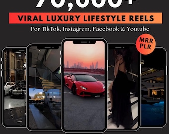 70.000+ Viral Luxuriöser Lifestyle Videos Reels Bundle MRR PLR, Cars, Yacht, Plane, Millionaire, TikTok, Instagram, YouTube