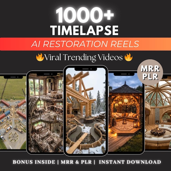 AI Timelapse Restoration Reels Bundle, Old House Transformation Videos, Before After Viral Content, Instagram TikTok Shorts Bundle, PLR MRR