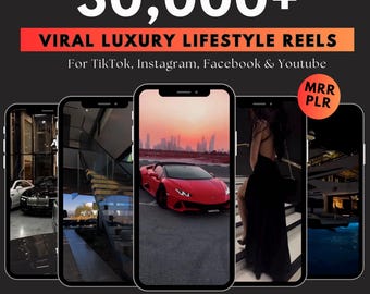 30.000+ Viral Luxuriöser Lifestyle Videos Reels Bundle MRR PLR, Cars, Yacht, Plane, Millionaire, TikTok, Instagram, YouTube