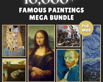 10,000+ Famous Printable Art Mega Bundle, Monet, Van Gogh, Da Vinci, Picasso, PLR, MRR, Famous Wall Art Bundle, Home Decor