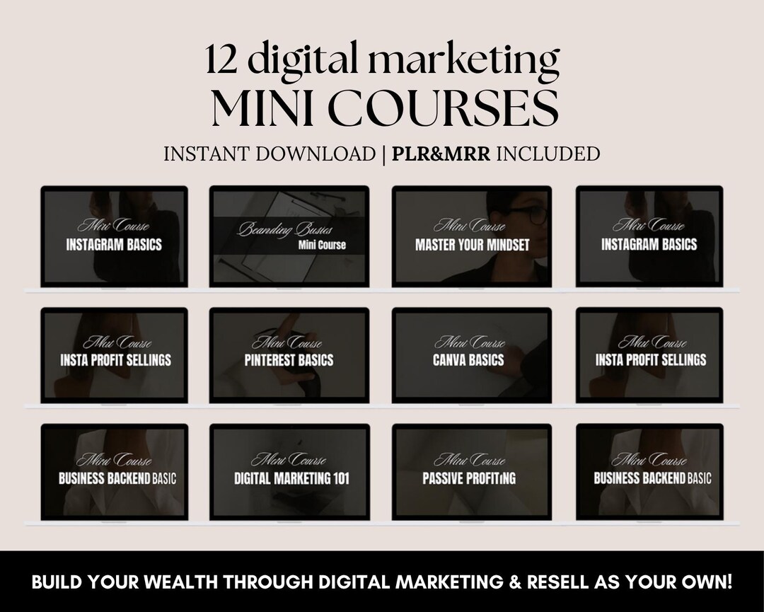12 Mini Courses Digital Marketing Course Bundle PLR MRR, Master Resell ...