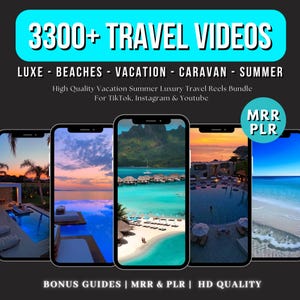 Faceless Travel Reels Bundle MRR PLR Luxury Beach Vacation Resort Video Instagram Posts Done For You Master Resell Rights Content Creator
