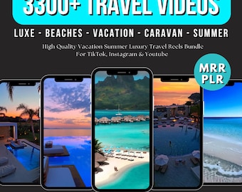 Faceless Travel Reels Bundle MRR PLR Luxury Beach Vacation Resort Video Instagram Posts Done For You Master Resell Rights Content Creator