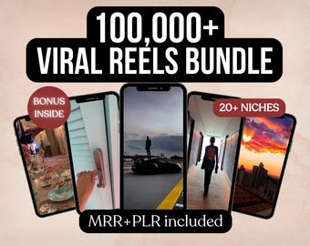 100,000+ Videos Bundle MRR PLR Reels Luxury Motivational Vacation Gym Animated AI Funny Cat Dog Gaming Instagram Reels YouTube Shorts TikTok