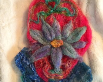The Blue Lotus  Felted Wallhanging