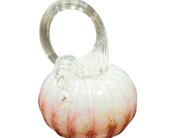Blown Glass Pumpkin - "Ruby Diablo (clear stem)" - Small