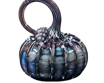 Blown Glass Pumpkin - "Metallic Pools"