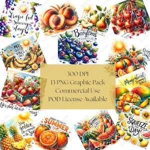Summer Fruits PNG, Summer Vibe Clipart, Summer Aesthetics, Cute Fruits Clipart, Fruit Graphics, Sliced Fruit Art, Mixed Fruits PNG.