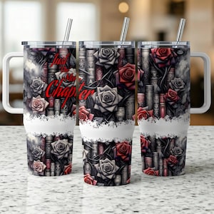 Bookish Tumbler Wrap, Buchliebhaber Sublimation Tumbler Wrap für Leser, Bibliothek Geschenke, 40 Unzen Tumbler Sublimation Design, Booktok 40oz, 6 Dateien.