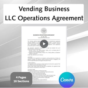 Vending Machine Operations Agreement Template | Editable Contract for Texas Vendors | Vending Business Legal Form