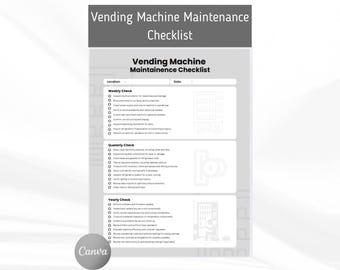 Vending Machine Service Sheets.pdf Vending Machine Business Maintenance Checklist + Product Tracking ...