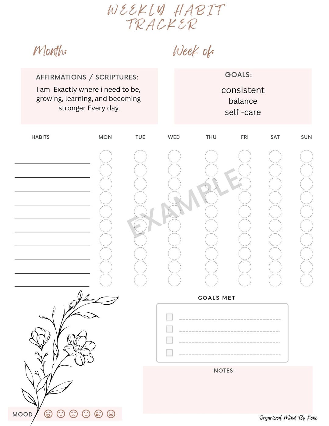 Printable Habit Tracker | Minimalist Productivity Template | Reflection ...