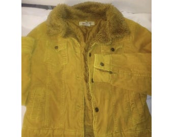Moutif Y2K Corduroy Brown Fur Button Jacket Women Large Lined Pockets Retro