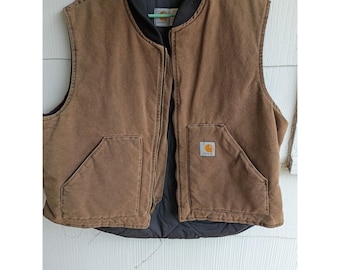 Vintage Carhartt Quilted Duck Vest "Chestnut" V02CHT Rare Men's 2XL 90s USA