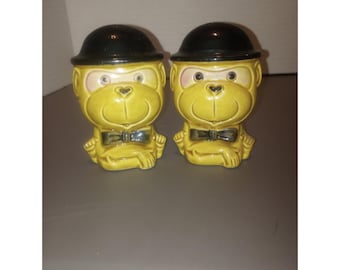 Vintage Ceramic Japan Monkey Salt And Pepper Shakers