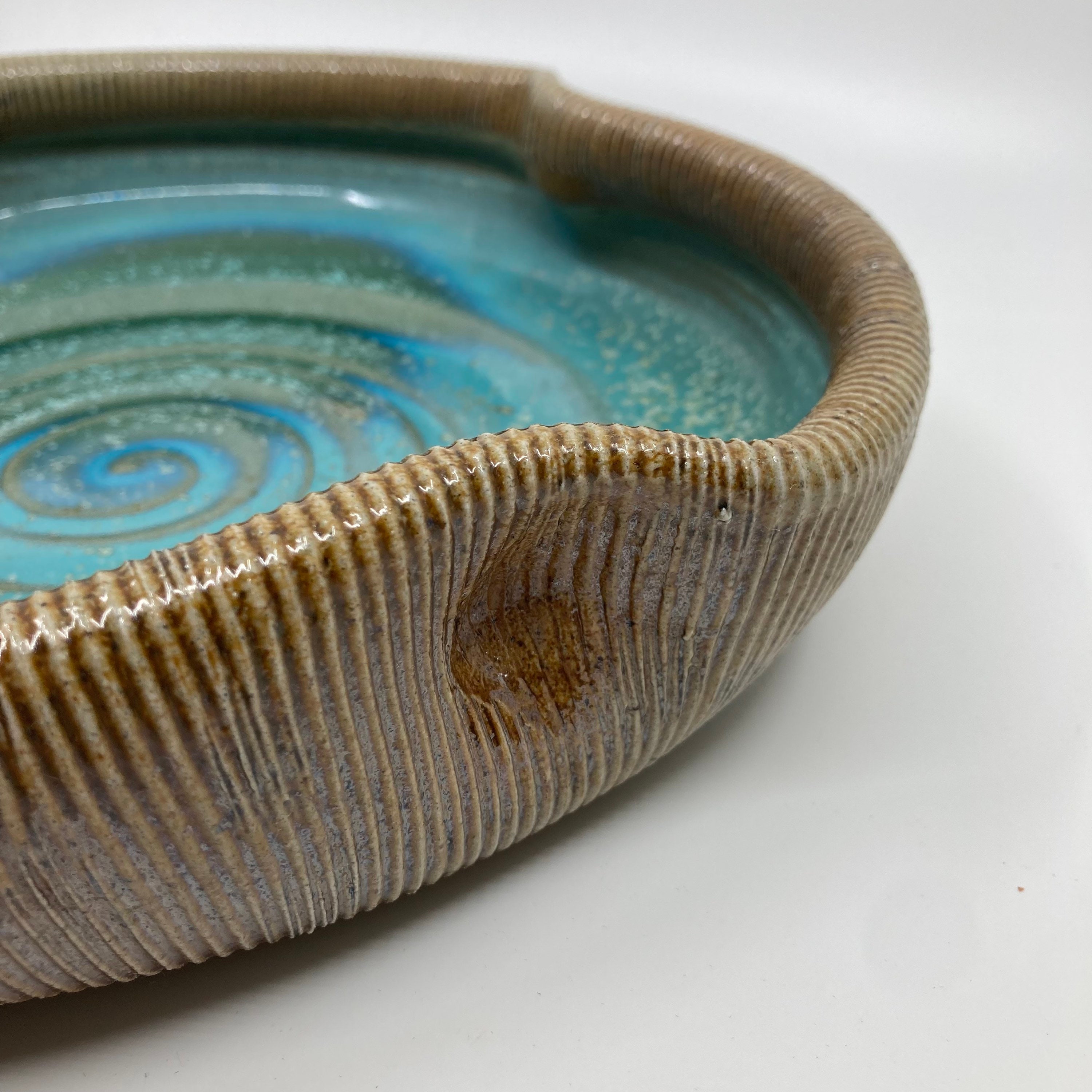 Textured Bowl, Pottery Serving Bowl, Folded Rim Bowl, Fruit Bowl ...