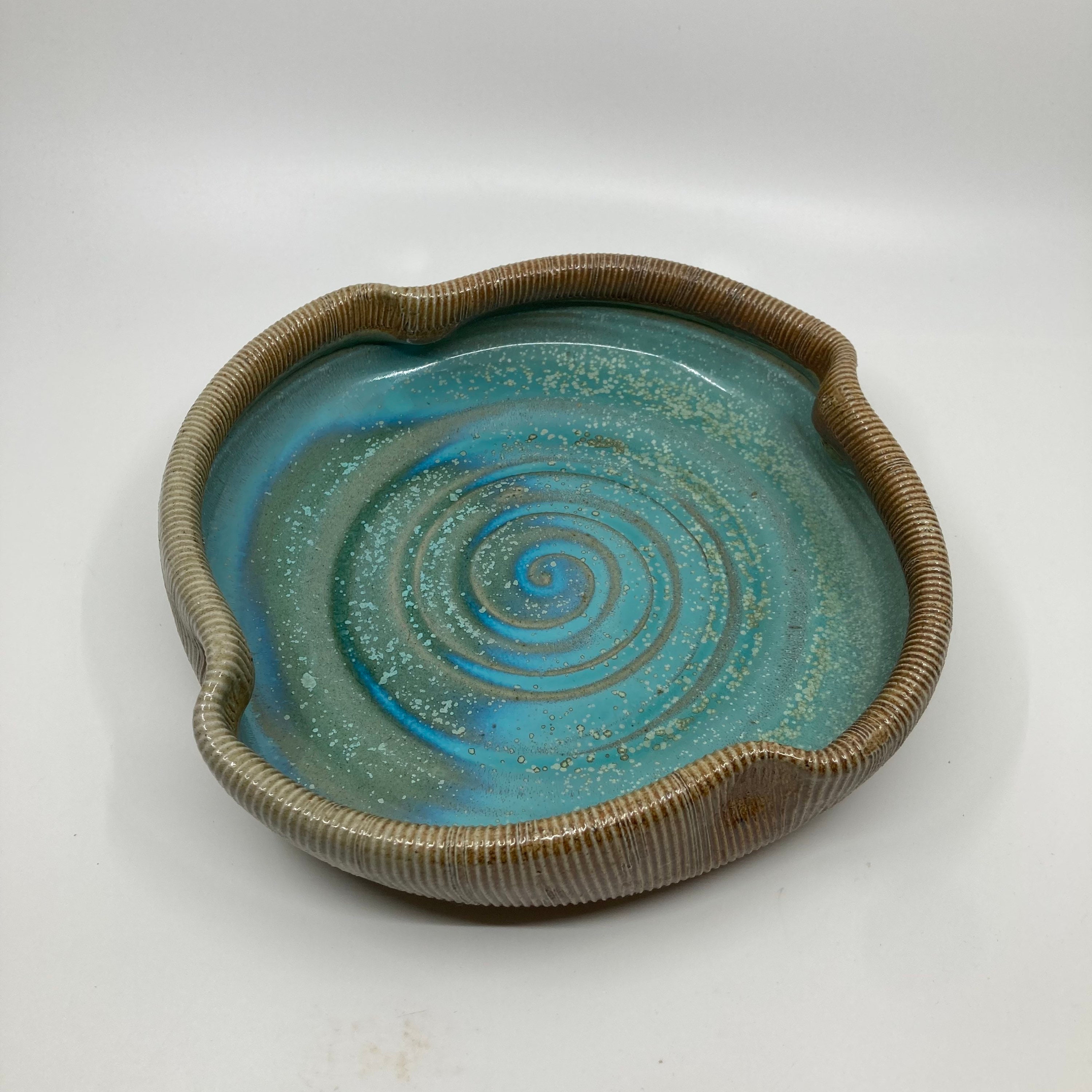 Textured Bowl, Pottery Serving Bowl, Folded Rim Bowl, Fruit Bowl ...