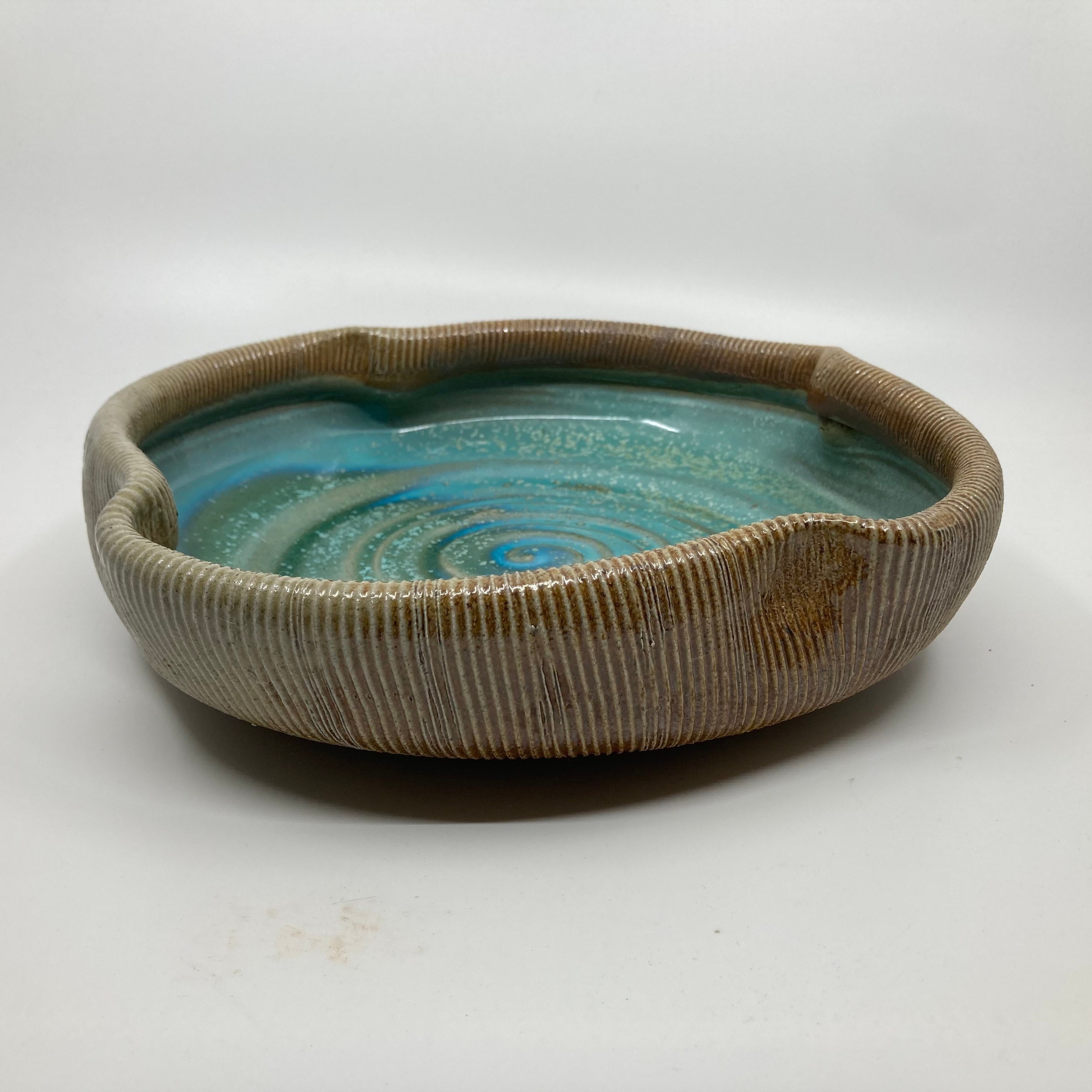 Textured Bowl, Pottery Serving Bowl, Folded Rim Bowl, Fruit Bowl ...