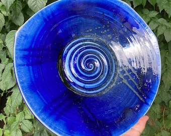 Blue Salad Bowl, Birthday Gift, Stoneware Bowl, Ceramic Pottery, Ramen Bowl, Handmade Pottery, Rice Bowl, Handmade Cereal Bowl, Rustic Bowl