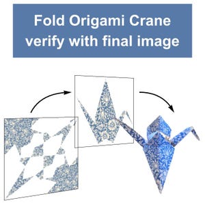 Digital Origami Crane Foldable Pattern - Instant Download PNG File