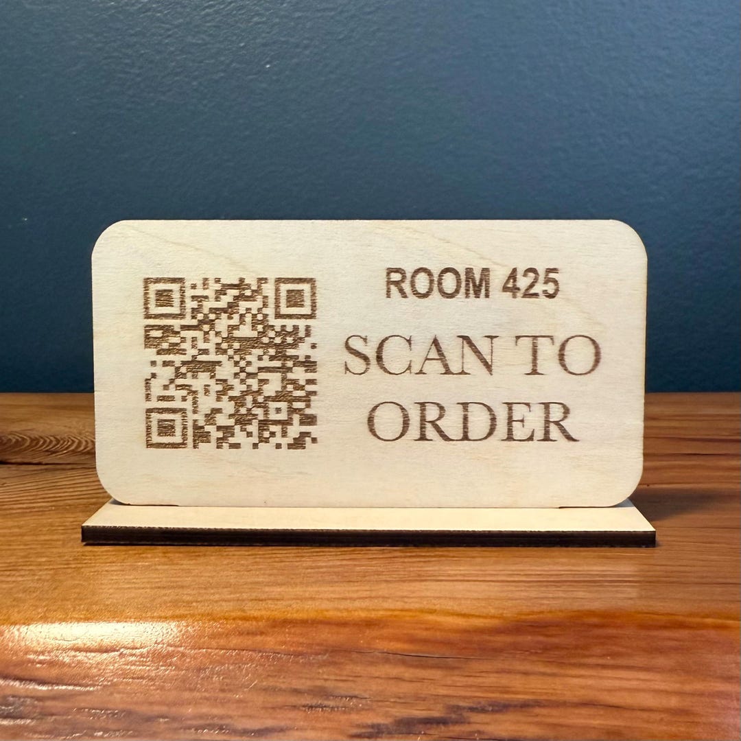 Freestanding QR Code Sign: Hotel, Rental & Event Display (4x2.2 Inches ...