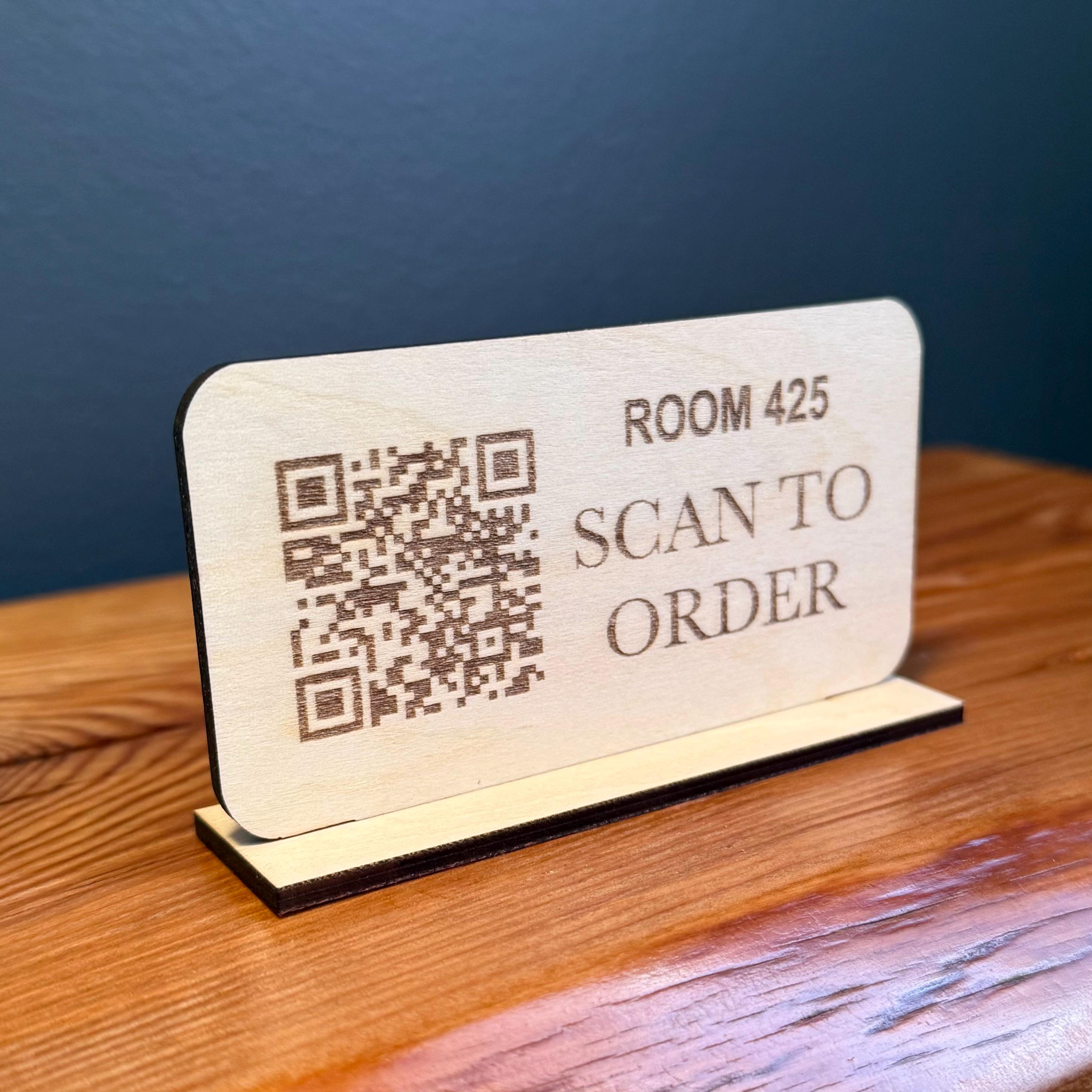 Freestanding QR Code Sign: Hotel, Rental & Event Display (4x2.2 Inches ...