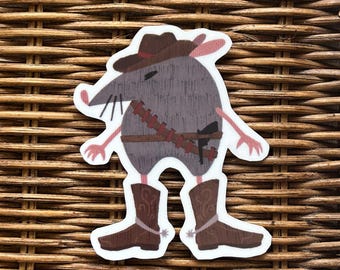 Sticker en vinyle Cowboy Rat : Sticker pour ordinateur portable, animaux de l'ouest