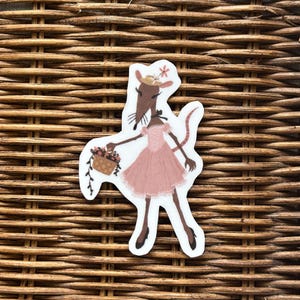 Sticker petite fille rat en vinyle - Packrat Paper Co, rat ou souris, thème animal nature, mariage, coque de téléphone, décoration d'ordinateur portable, cadeaux.