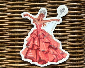 Sticker scintillant Glinda la bonne sorcière : sticker en vinyle inspiré de Leyendecker