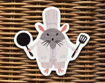 Sticker en vinyle Chef Rat : décoration sur le thème de la nature animale