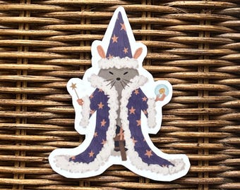 Sticker rat sorcier en vinyle : sticker animal magique pour ordinateur portable