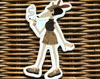 Sticker en vinyle Mademoiselle Rat : sticker animal vintage pour ordinateur portable