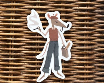 Sticker rat français avec baguette en vinyle - Sticker imperméable pour ordinateur portable