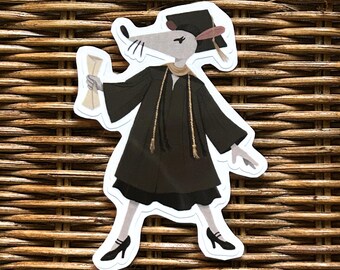 Sticker rat de remise des diplômes : sticker animal diplôme universitaire pour ordinateur portable