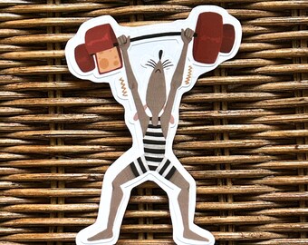 Sticker en vinyle Rat de gymnastique : Sticker animal haltérophile pour ordinateur portable