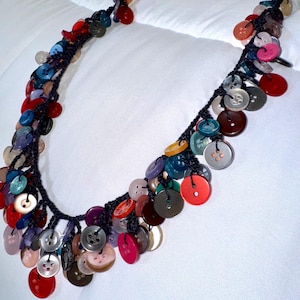 Vintage Button Necklace, handmade, colorful, upcycled, jewelry, buttons