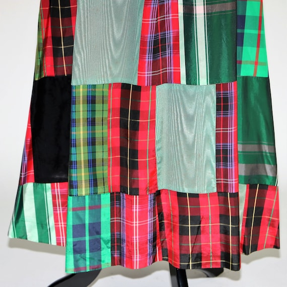 Vintage 1980's Patchwork Plaid and Solid Satin/Taf