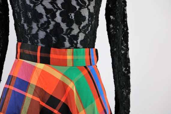 Vintage Rodette London Orange Plaid Maxi Skirt