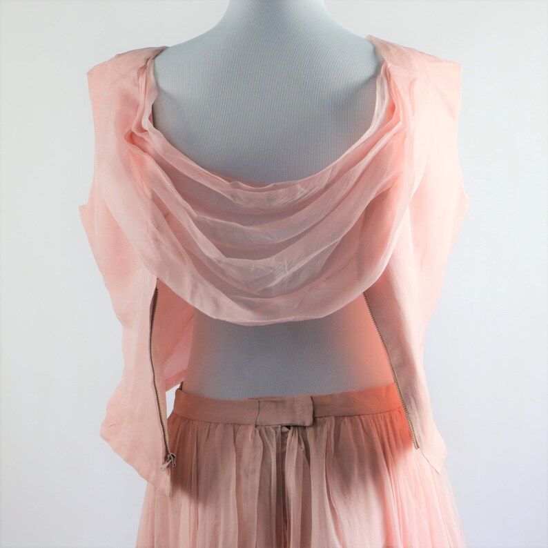 Vintage 1960/'s Baby Pink Silk 2 Piece Skirt and Top Set
