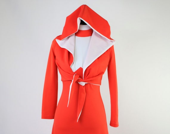 Vintage 1970's Maxi Dress with Hooded Jacket. 2 Pi